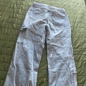 Light wash denim cargos